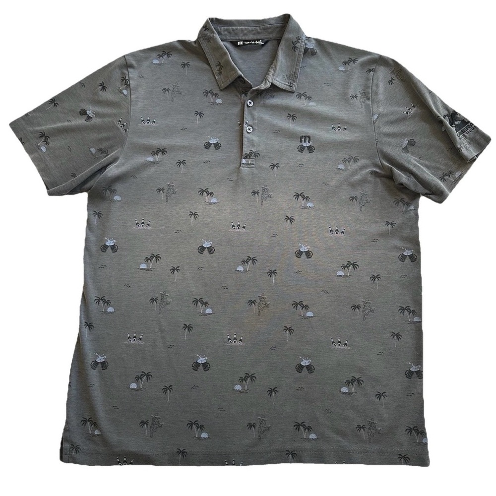 Travis Mathew Ensenada Golf Polo Shirt Heather Dark Gray-XL-Party Parrot AOP